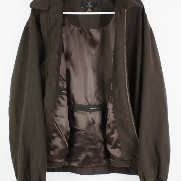 Gary Player Men's XL Dark Brown Faux Suede Jacket Pre-Owned