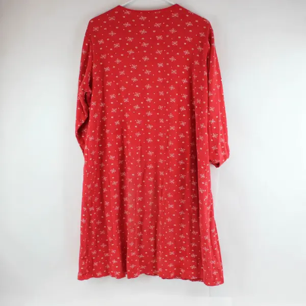 Lands' End Women's Petite XL 18 Red Snowflake Print Nightgown