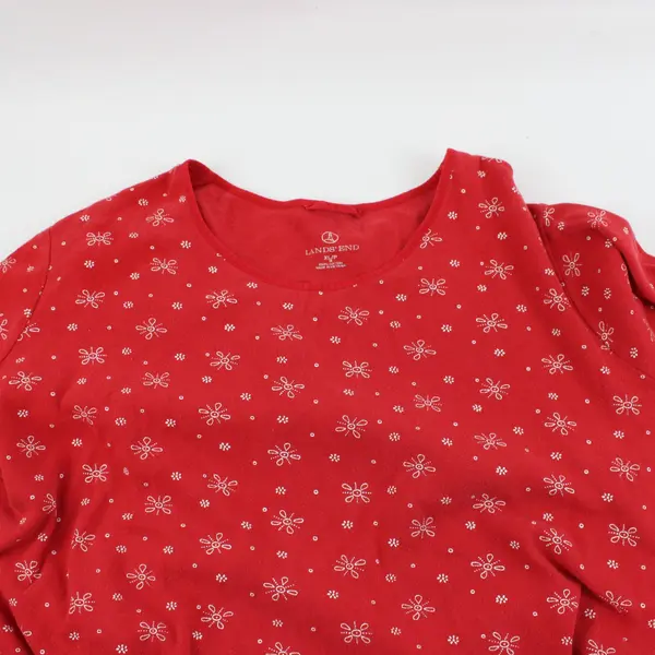 Lands' End Women's Petite XL 18 Red Snowflake Print Nightgown