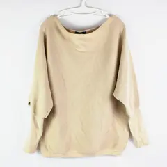 Fashion Women's Beige Knit Dolman Sweater L Relaxed 50% Viscose 28% Poly 22%