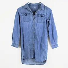 GAP Girls' Large Denim Button-Up Dress Medium Wash