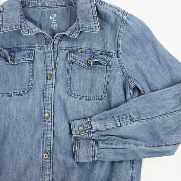 GAP Girls' Large Denim Button-Up Dress Medium Wash