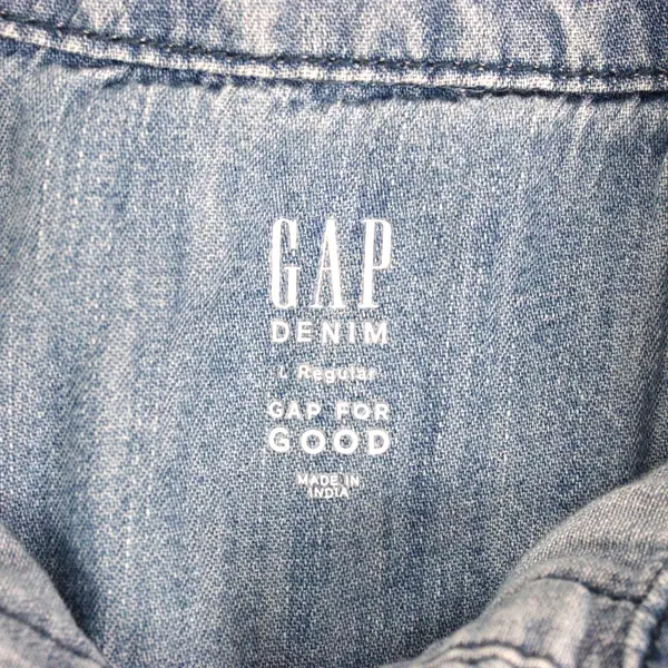 GAP Girls' Large Denim Button-Up Dress Medium Wash