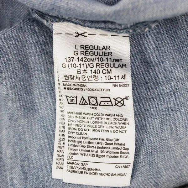 GAP Girls' Large Denim Button-Up Dress Medium Wash