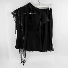 Dressbarn Women's 3-Piece Sheer Black Outfit Size 6 Beaded Scarf