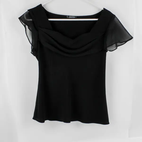 Dressbarn Women's 3-Piece Sheer Black Outfit Size 6 Beaded Scarf