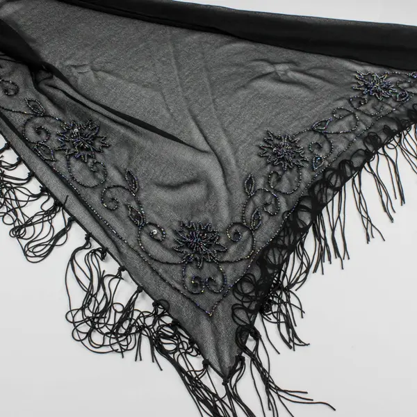 Dressbarn Women's 3-Piece Sheer Black Outfit Size 6 Beaded Scarf