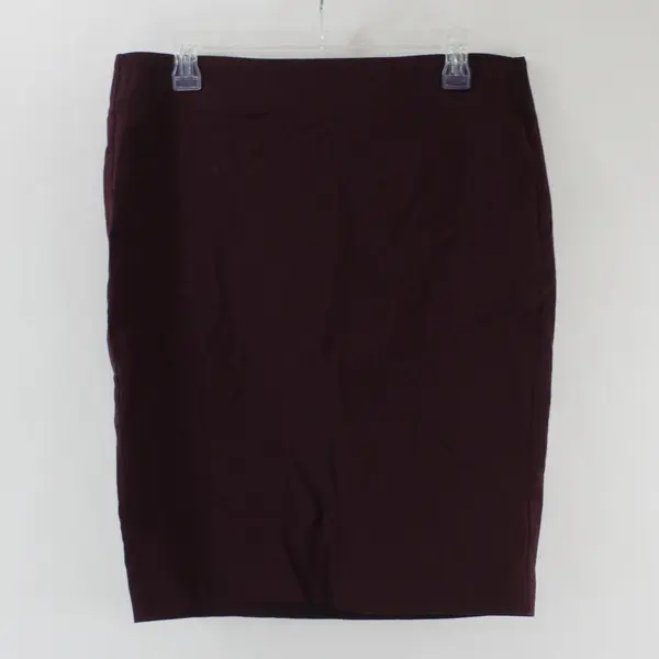 ELLE Women's Plum Purple Pencil Skirt Size Large Elastic Waist Knee Length