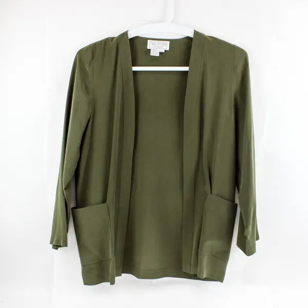 Silk Studio for Petites Women's 100% Silk Dress Vintage Set Cream/Green 8 Flawed