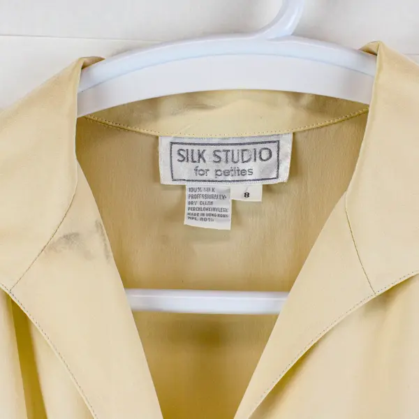 Silk Studio for Petites Women's 100% Silk Dress Vintage Set Cream/Green 8 Flawed