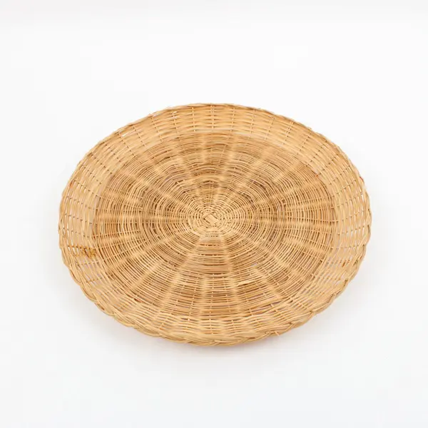 Set of 8 Vintage Wicker Rattan Woven Paper Plate Holders