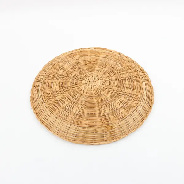 Set of 8 Vintage Wicker Rattan Woven Paper Plate Holders