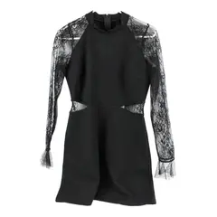 Lulu's Women's Black Lace Sleeve Romper Playsuit M Pre-Owned