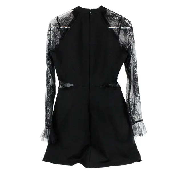 Lulu's Women's Black Lace Sleeve Romper Playsuit M Pre-Owned