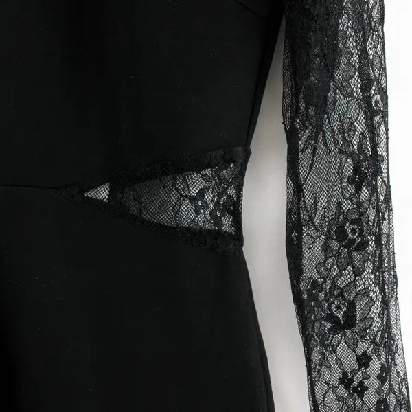 Lulu's Women's Black Lace Sleeve Romper Playsuit M Pre-Owned