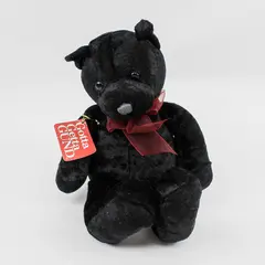 GUND Magic 1473 Black Plush Teddy Bear 13.5" Floppy Bean Bag Red Bow