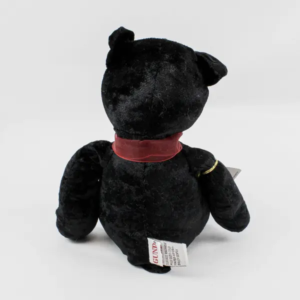 GUND Magic 1473 Black Plush Teddy Bear 13.5" Floppy Bean Bag Red Bow