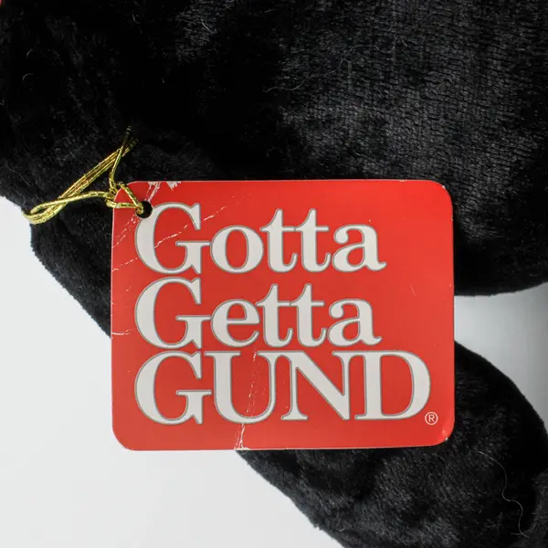 GUND Magic 1473 Black Plush Teddy Bear 13.5" Floppy Bean Bag Red Bow