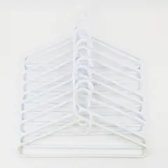 Lot of 10 Thick White Plastic Clothes Hangers for Shirts Jackets Dresses