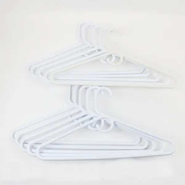 Lot of 10 Thick White Plastic Clothes Hangers for Shirts Jackets Dresses