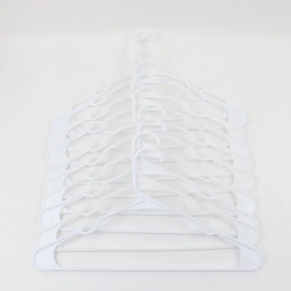 Lot of 10 White Plastic Clothes Hangers for Shirts Jackets Dresses