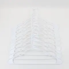 Lot of 10 White Plastic Clothes Hangers for Shirts Jackets Dresses
