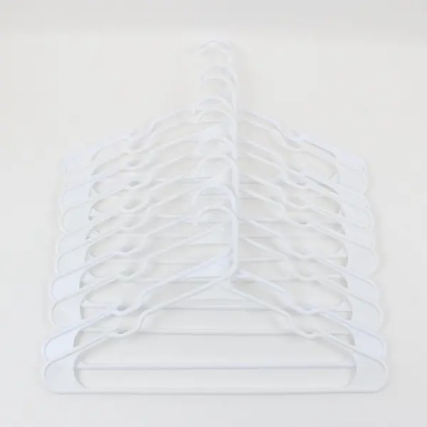 Lot of 10 White Plastic Clothes Hangers for Shirts Jackets Dresses