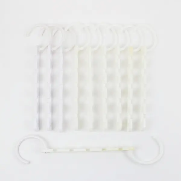 Lot of 10 White/Cream Plastic Multi-Tier Space-Saving Closet Hangers