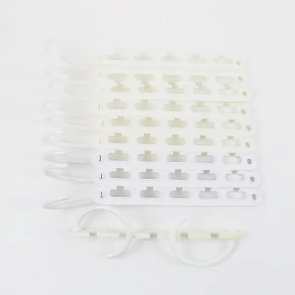 Lot of 10 White/Cream Plastic Multi-Tier Space-Saving Closet Hangers