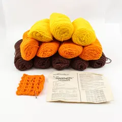 Herrschners Pinwheel Afghan Kit No. 3009 Crochet Instructions 12 Yarn Rolls