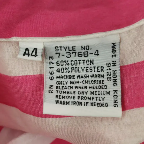 Brylane Women's A4 Pajama Top Pink White Striped Button-Up Minor Discoloration