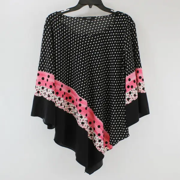 Alfani Women's XL Polka Dot Blouse Black Pink White