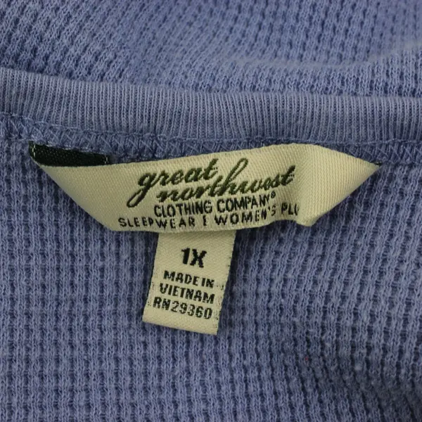 Great Northwest Women's 1X Periwinkle Waffle Knit Long Sleeve Top