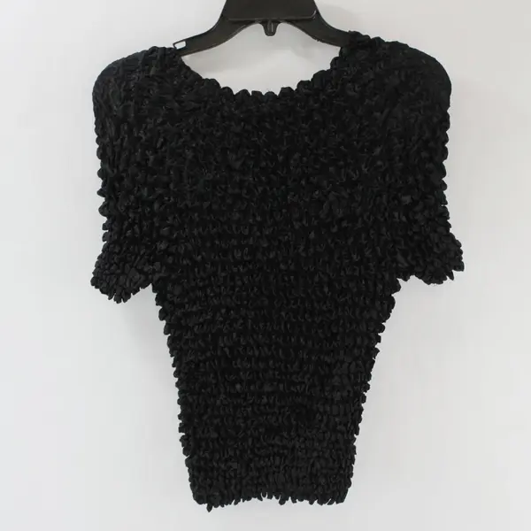 Lot of 3 Women's Popcorn Tops Black Tan Brown One Size