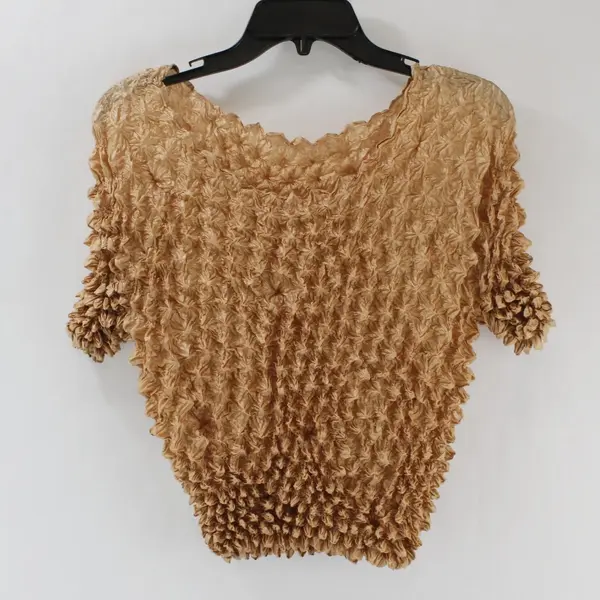 Lot of 3 Women's Popcorn Tops Black Tan Brown One Size