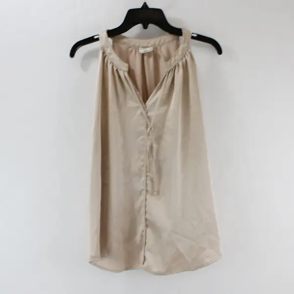 Nicole Miller Women's XL Beige Satin-Feel Sleeveless Top