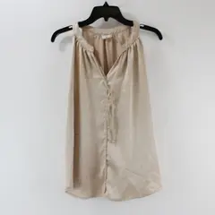 Nicole Miller Women's XL Beige Satin-Feel Sleeveless Top