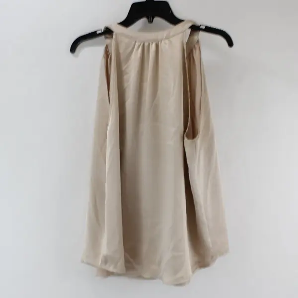 Nicole Miller Women's XL Beige Satin-Feel Sleeveless Top