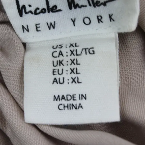 Nicole Miller Women's XL Beige Satin-Feel Sleeveless Top