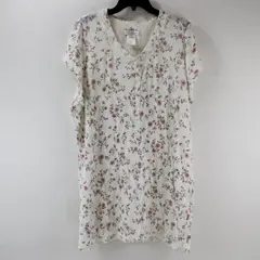 Earth Angels 11-0264R Women's XL Floral Sleep Shirt White Cotton Blend