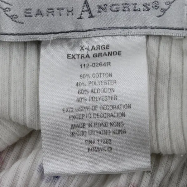 Earth Angels 11-0264R Women's XL Floral Sleep Shirt White Cotton Blend