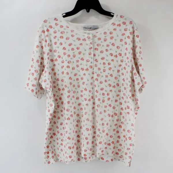 Cabin Creek Women's 2X Ribbed Pajama Top Pink Blue Floral Sleepwear