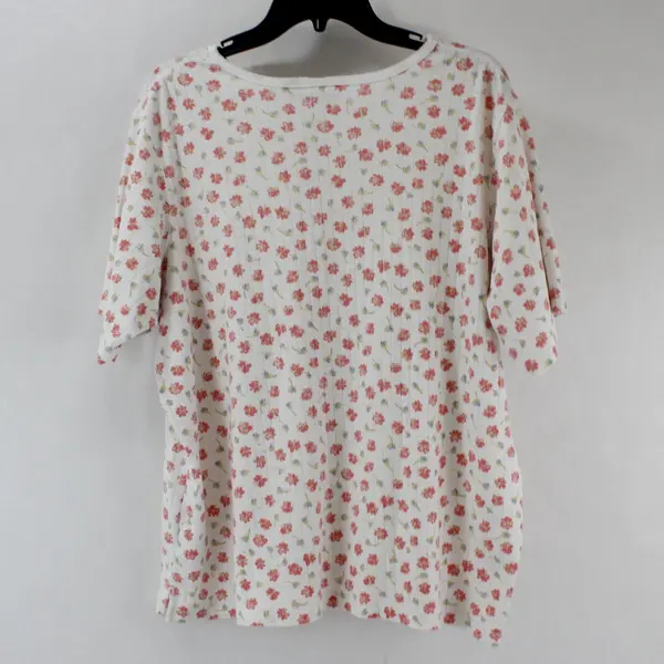 Cabin Creek Women's 2X Ribbed Pajama Top Pink Blue Floral Sleepwear