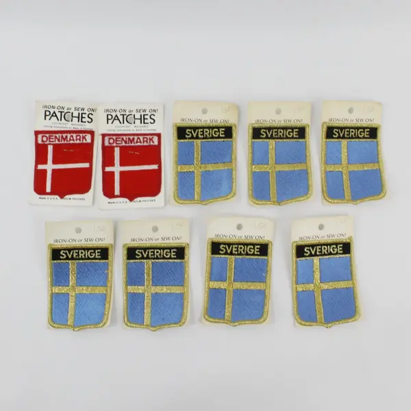 Lot of 9 Sweden Denmark Sverige Iron-On Sew-On Patches