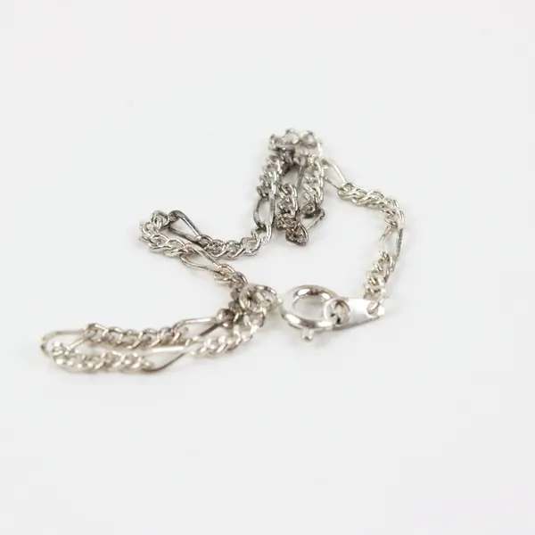 Lot of 3 Silver Tone Figaro Link Chain Bracelets Pre-Owned