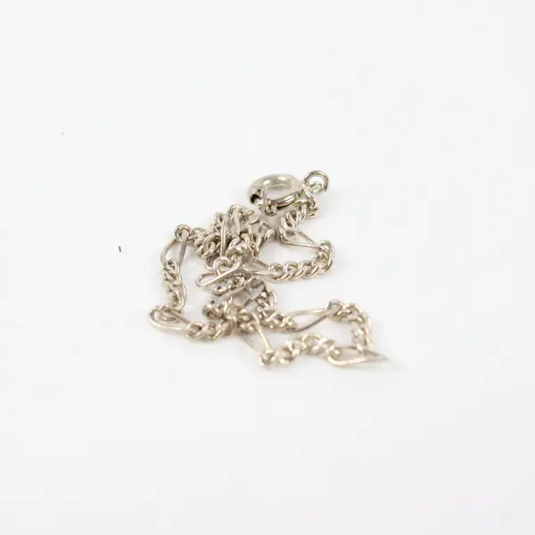 Lot of 3 Silver Tone Figaro Link Chain Bracelets Pre-Owned
