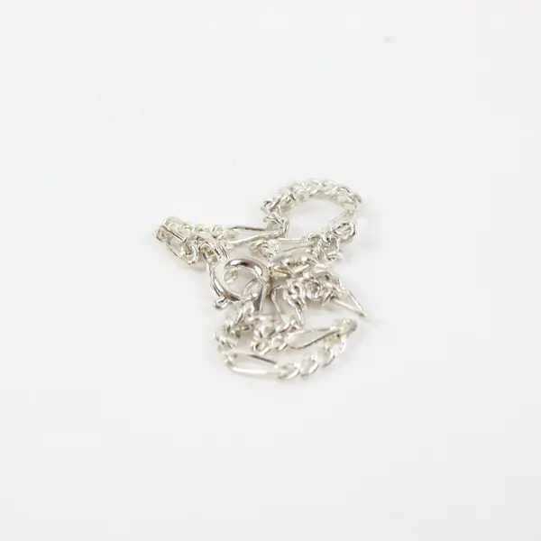 Lot of 3 Silver Tone Figaro Link Chain Bracelets Pre-Owned
