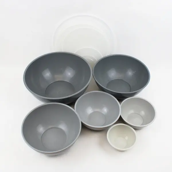 Unbranded Nesting Mixing Bowls Assortment with Lids Grey White