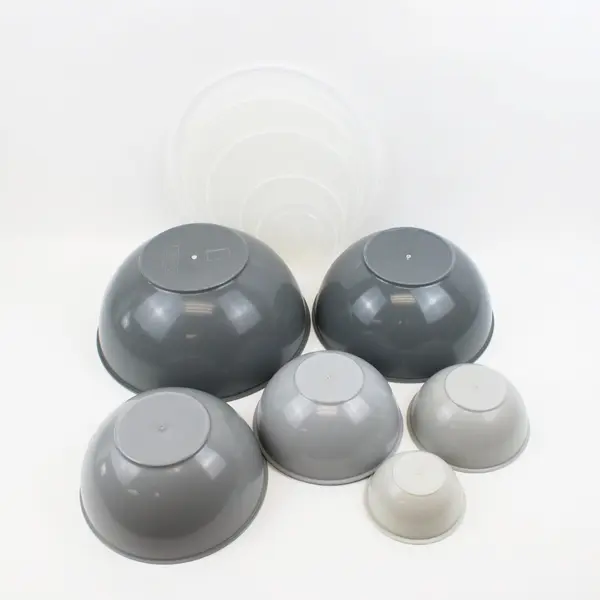 Unbranded Nesting Mixing Bowls Assortment with Lids Grey White