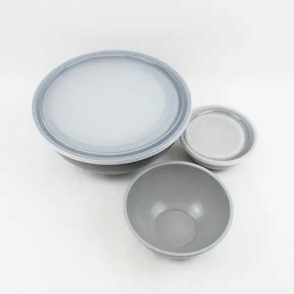 Unbranded Nesting Mixing Bowls Assortment with Lids Grey White